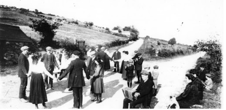 black and white photograph of Irish people